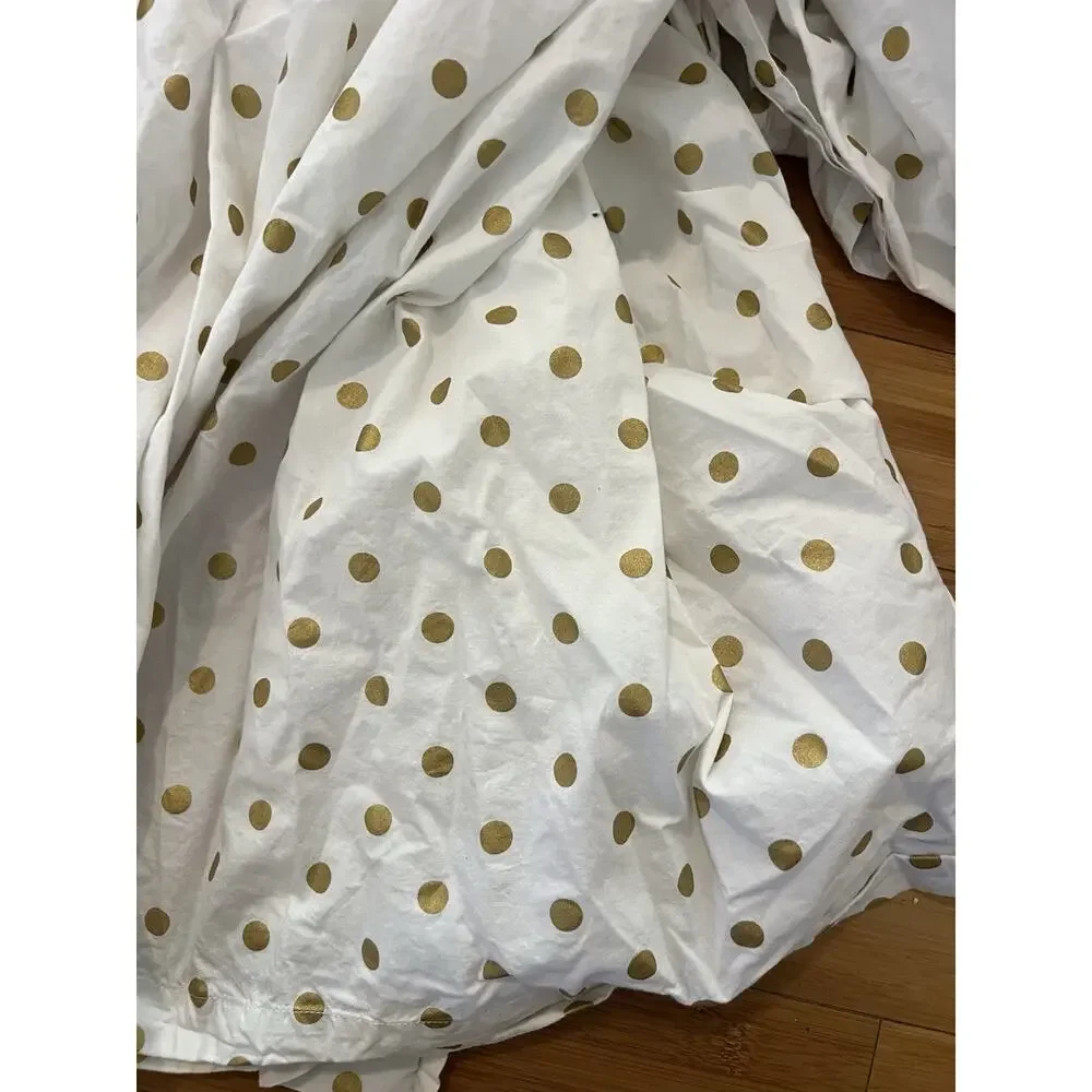 Pottery Barn Teen Emily & Meritt Gold Metallic Dottie Twin Flat Sheet Cotton